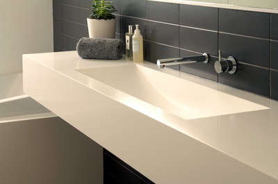 Dupont Corian Acrylic Solid Surface Moulded Undermount Over Under Mount Inset Basin Vanity Sink Wash Square Squared